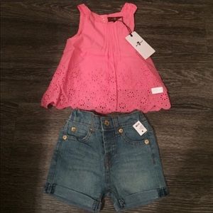 7 for all mankind top & denim shorts bundle
